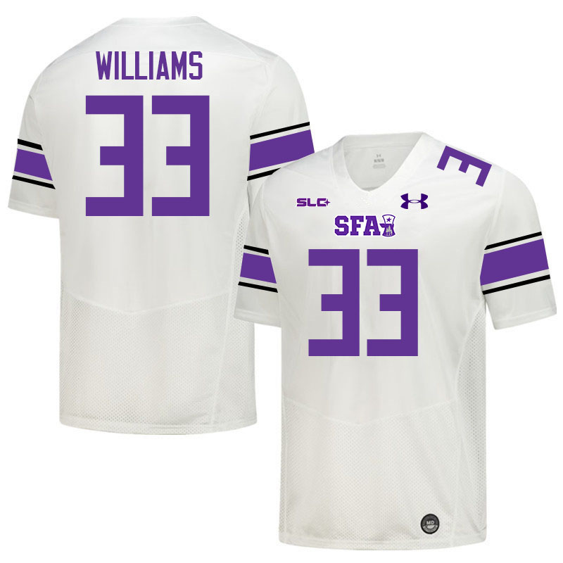 Stephen F. Austin Lumberjacks #33 Malachi Williams College Football Jerseys,Uniforms-White